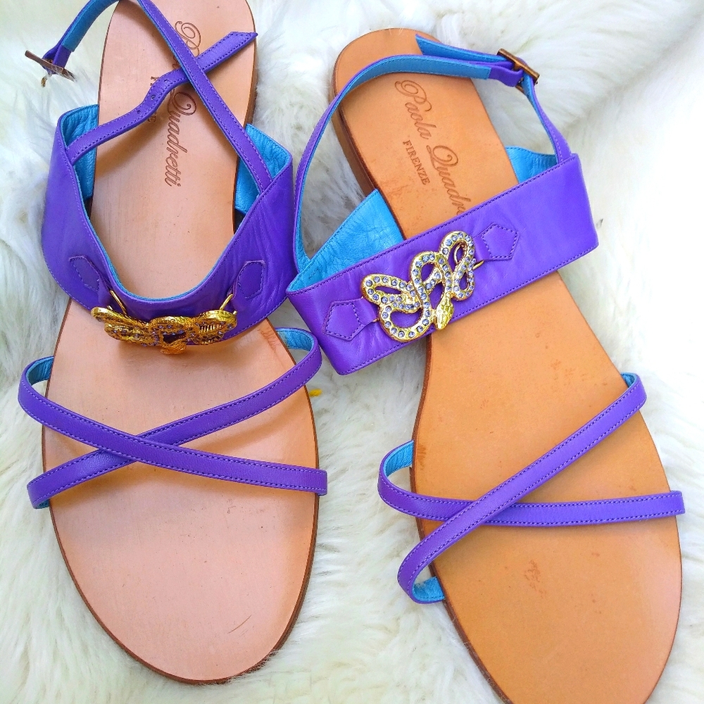 Paola Quadretti Italian leather flatsandals size 9